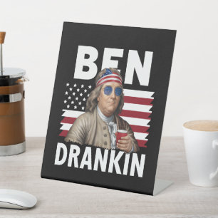 Ben Drankin Bier 4 juli Vintage Vlag Grappig Reclamebord Met Voetstuk