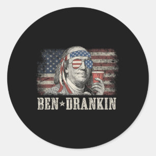 Ben Drankin Bier 4 juli Vintage Vlag Grappig Ronde Sticker