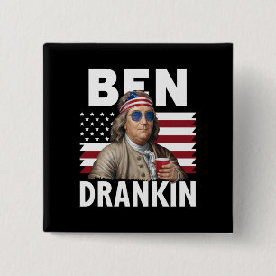 Ben Drankin Bier 4 juli Vintage Vlag Grappig Vierkante Button 5,1 Cm