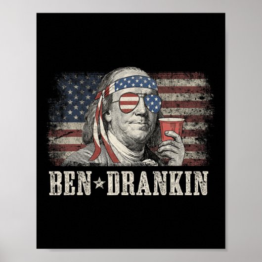 Ben Drankin Bier 4 juli Vlag Grappig Poster (Voorkant)