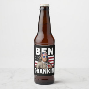 Ben Drankin Bier 4 juli  Vlaggengrappig Bier Etiket