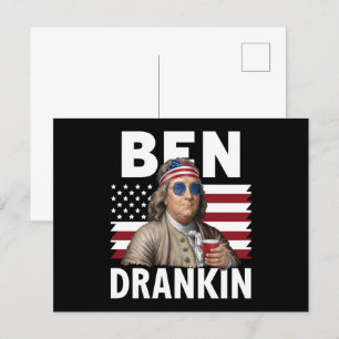 Ben Drankin Bier 4 juli  Vlaggengrappig Briefkaart