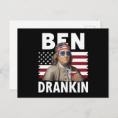 Ben Drankin Bier 4 juli Vlaggengrappig Briefkaart (Voorkant / Achterkant)