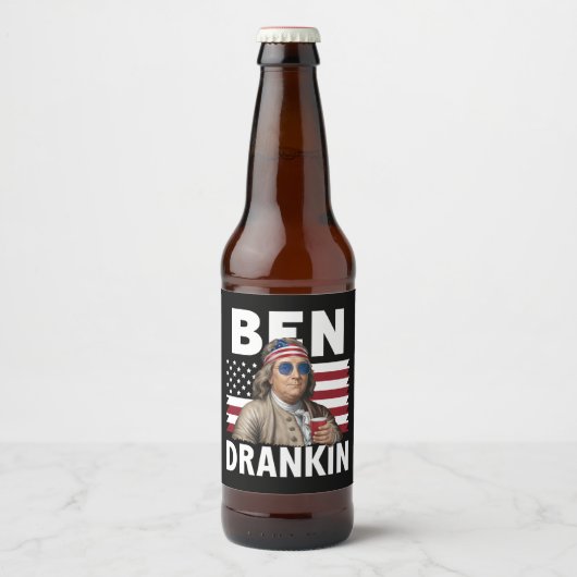 Ben Drankin Bier 4 juli  Vlaggengrappig Etiket (Voorkant)