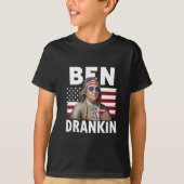 Ben Drankin Bier 4 juli  Vlaggengrappig T-shirt (Voorkant)