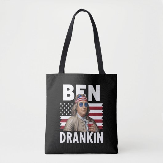 Ben Drankin Bier 4 juli  Vlaggengrappig Tote Bag (Voorkant)