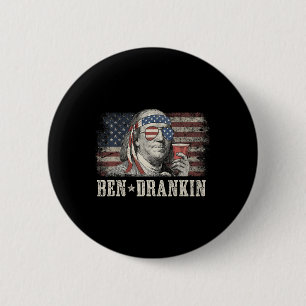 Ben Drankin Bier 4e Juli Vintage Vlag Grappig Ronde Button 5,7 Cm