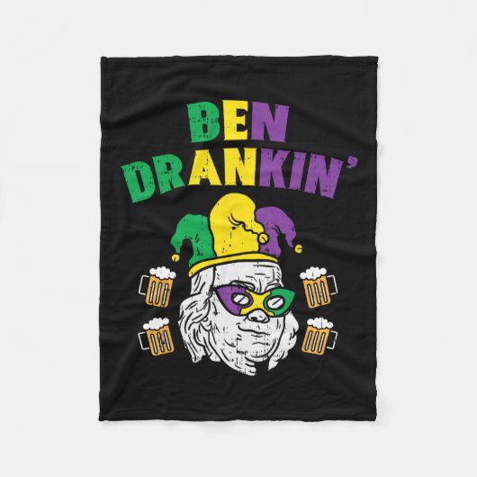 Ben Drankin Franklin US President Funny Mardi Gras Fleece Deken (Voorkant)