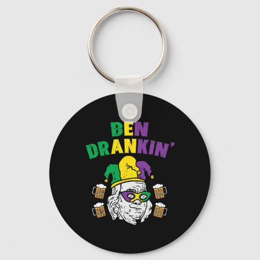 Ben Drankin Franklin US President Funny Mardi Gras Sleutelhanger (Voorkant)