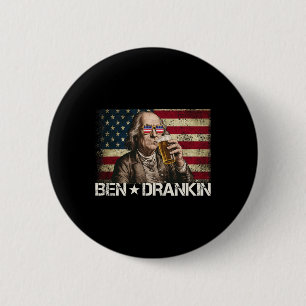 Ben Drankin Grappig Bier 4th of July Retro Vlag va Ronde Button 5,7 Cm