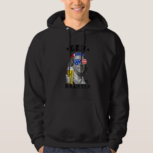 Ben Drankin op 4 juli Benjamin Franklin Drink B Hoodie (Voorkant)