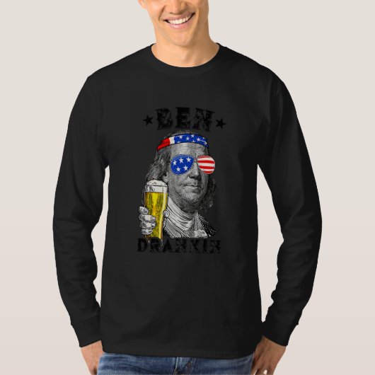 Ben Drankin op 4 juli Benjamin Franklin Drink B T-shirt (Voorkant)