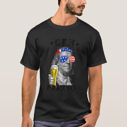 Ben Drankin op 4 juli Benjamin Franklin Drink B T-shirt (Voorkant)