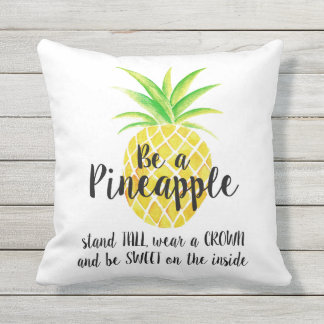 Ben een ananas Draag een Waterverf van het Citaat Buitenkussen