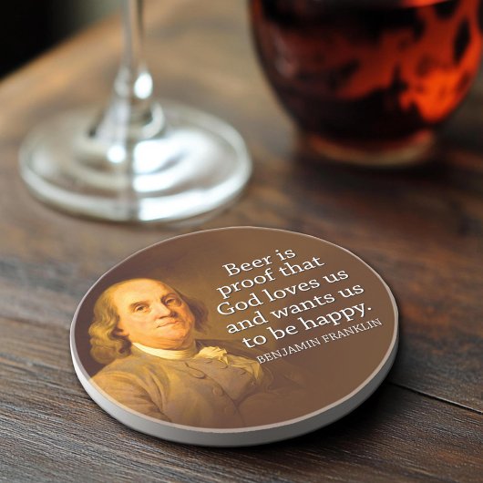 Ben Franklin Beer Quote Zandsteen Onderzetter