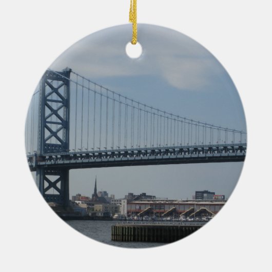 Ben Franklin Bridge Keramisch Ornament (Achterkant)