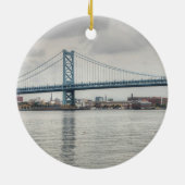 Ben Franklin Bridge Keramisch Ornament (Achterkant)