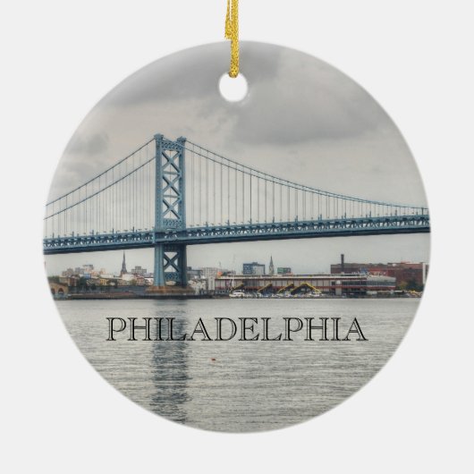 Ben Franklin Bridge Keramisch Ornament (Achterkant)