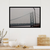 Ben Franklin Bridge under Fog Poster (Keuken)
