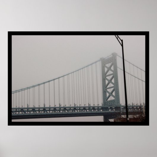 Ben Franklin Bridge under Fog Poster (Voorkant)