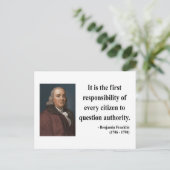 Ben Franklin Citaat 3b Briefkaart (Staand voorkant)