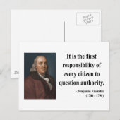 Ben Franklin Citaat 3b Briefkaart (Voorkant / Achterkant)
