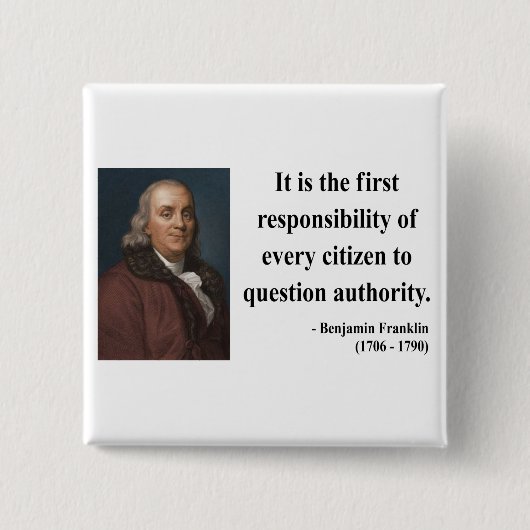 Ben Franklin Citaat 3b Vierkante Button 5,1 Cm (Voorkant)
