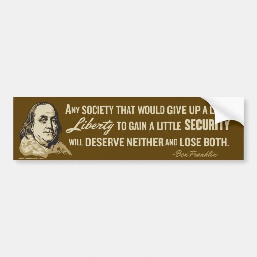 Ben Franklin Citaat Bumpersticker (Voorkant)