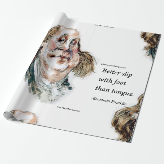 Ben Franklin & Citaat Grappige Caricatuur Cadeaupapier (Uitgerold)