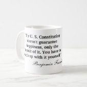 Ben Franklin citeert "De U. S. Grondwet..." Mok (Voorkant links)