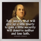 Ben Franklin citeert elke maatschappij die... Poster (Voorkant)