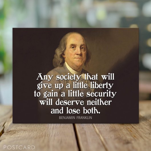Ben Franklin: Elke maatschappij die een... Briefkaart