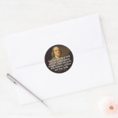 Ben Franklin: Elke maatschappij die een... Ronde Sticker (Envelop)