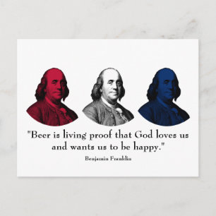 Ben Franklin en Citaat - Rood, Wit, en Blauw Briefkaart