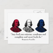 Ben Franklin en Citaat - Rood, Wit, en Blauw Briefkaart (Voorkant / Achterkant)