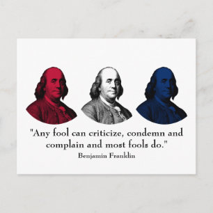 Ben Franklin en Citaat - Rood, Wit, en Blauw Briefkaart
