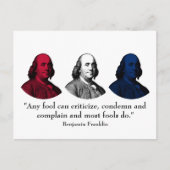 Ben Franklin en Citaat - Rood, Wit, en Blauw Briefkaart (Voorkant)