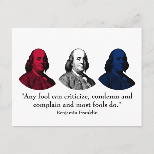 Ben Franklin en Citaat - Rood, Wit, en Blauw Briefkaart (Voorkant)