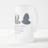 Ben Franklin en Citaat - Rood, Wit, en Blauw Matglas Bierpul (Voorkant rechts)
