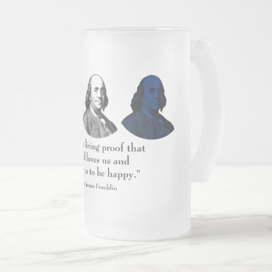 Ben Franklin en Citaat - Rood, Wit, en Blauw Matglas Bierpul (Voorkant rechts)