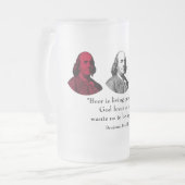 Ben Franklin en Citaat - Rood, Wit, en Blauw Matglas Bierpul (Voorkant links)