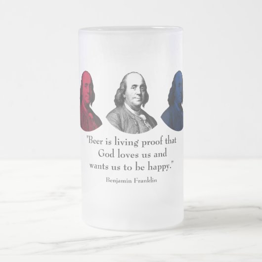 Ben Franklin en Citaat - Rood, Wit, en Blauw Matglas Bierpul (Center)