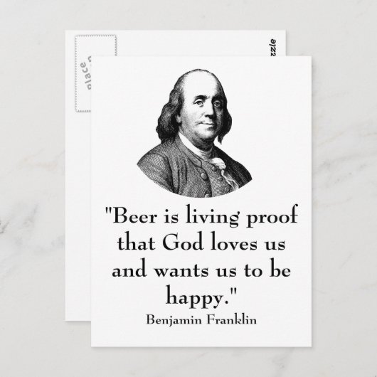 Ben Franklin en Quote Briefkaart (Voorkant / Achterkant)
