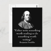 Ben Franklin en Quote Briefkaart (Voorkant / Achterkant)