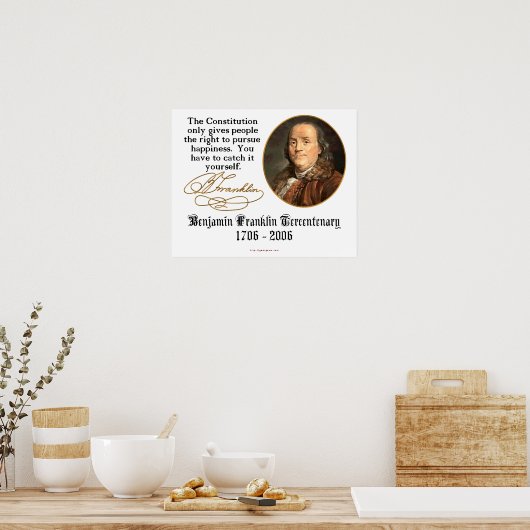 Ben Franklin - Geluk Poster (Keuken)