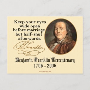 Ben Franklin - huwelijk Briefkaart