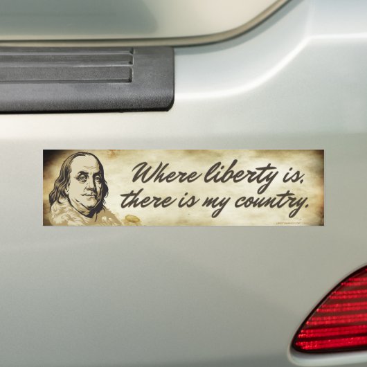 Ben Franklin Liberty Quote Bumpersticker (Op auto)