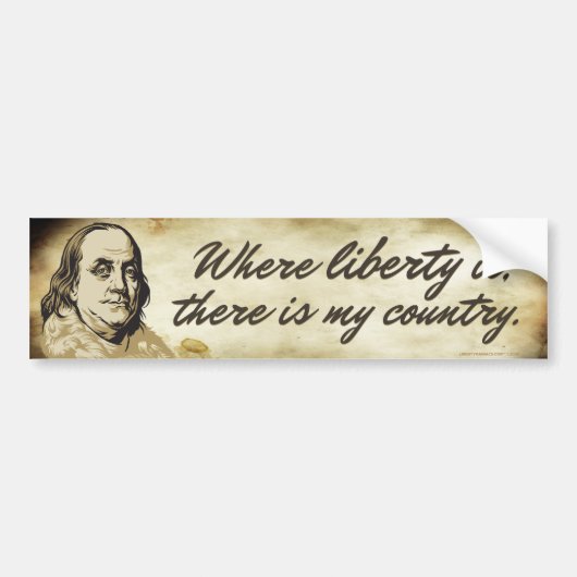 Ben Franklin Liberty Quote Bumpersticker (Voorkant)