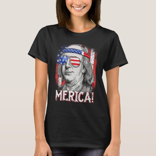 Ben Franklin Merica American Flag 4th of July Kids T-shirt (Voorkant)