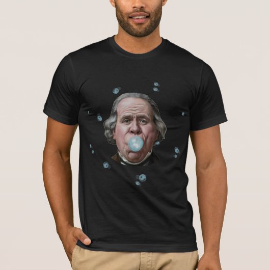Ben Franklin met bubble gum T-Shirt (Voorkant)